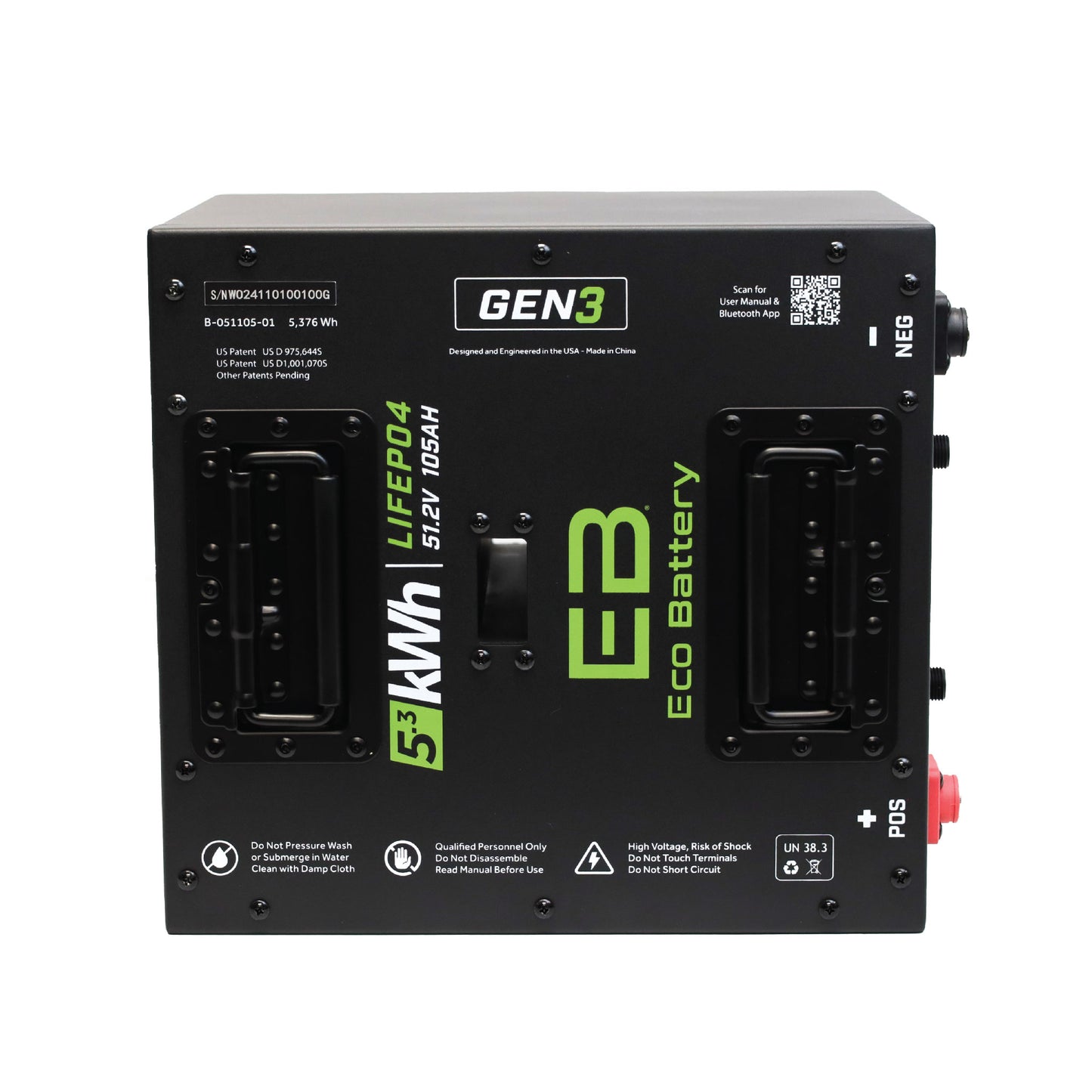 51V 105AH Thru-Hole LiFePO4 Gen3 Battery