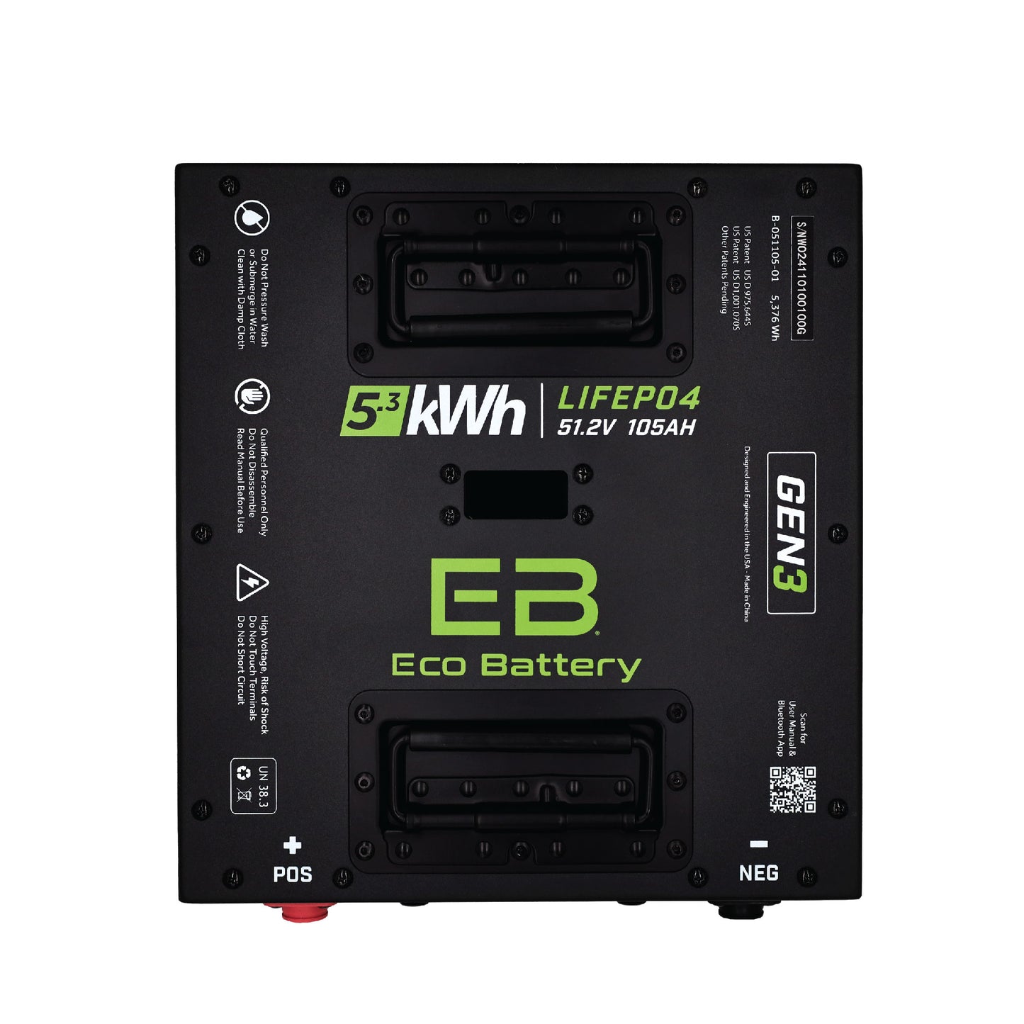 51V 105AH Thru-Hole LiFePO4 Gen3 Battery
