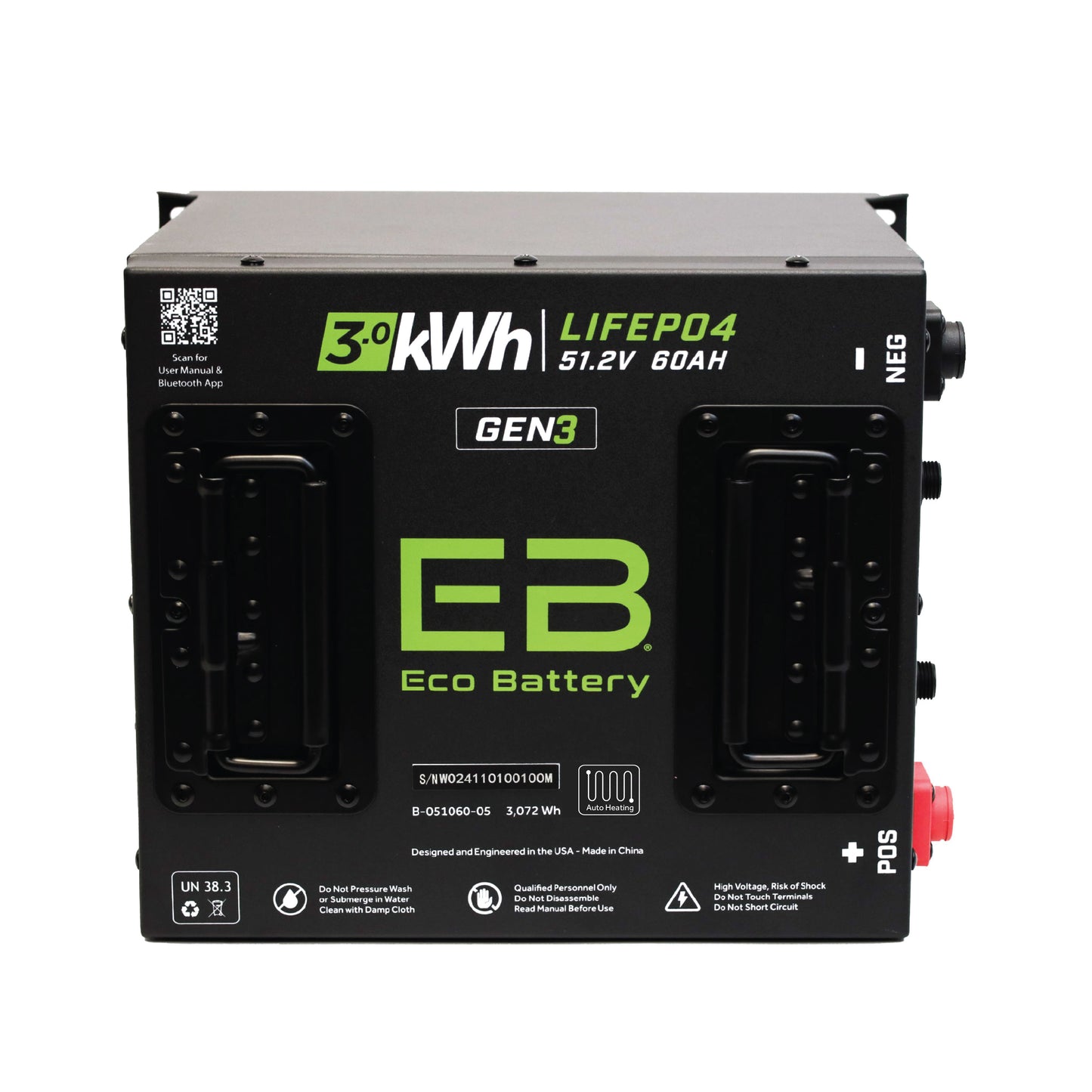 51V 60Ah Cube LiFePO4 Battery / Heated