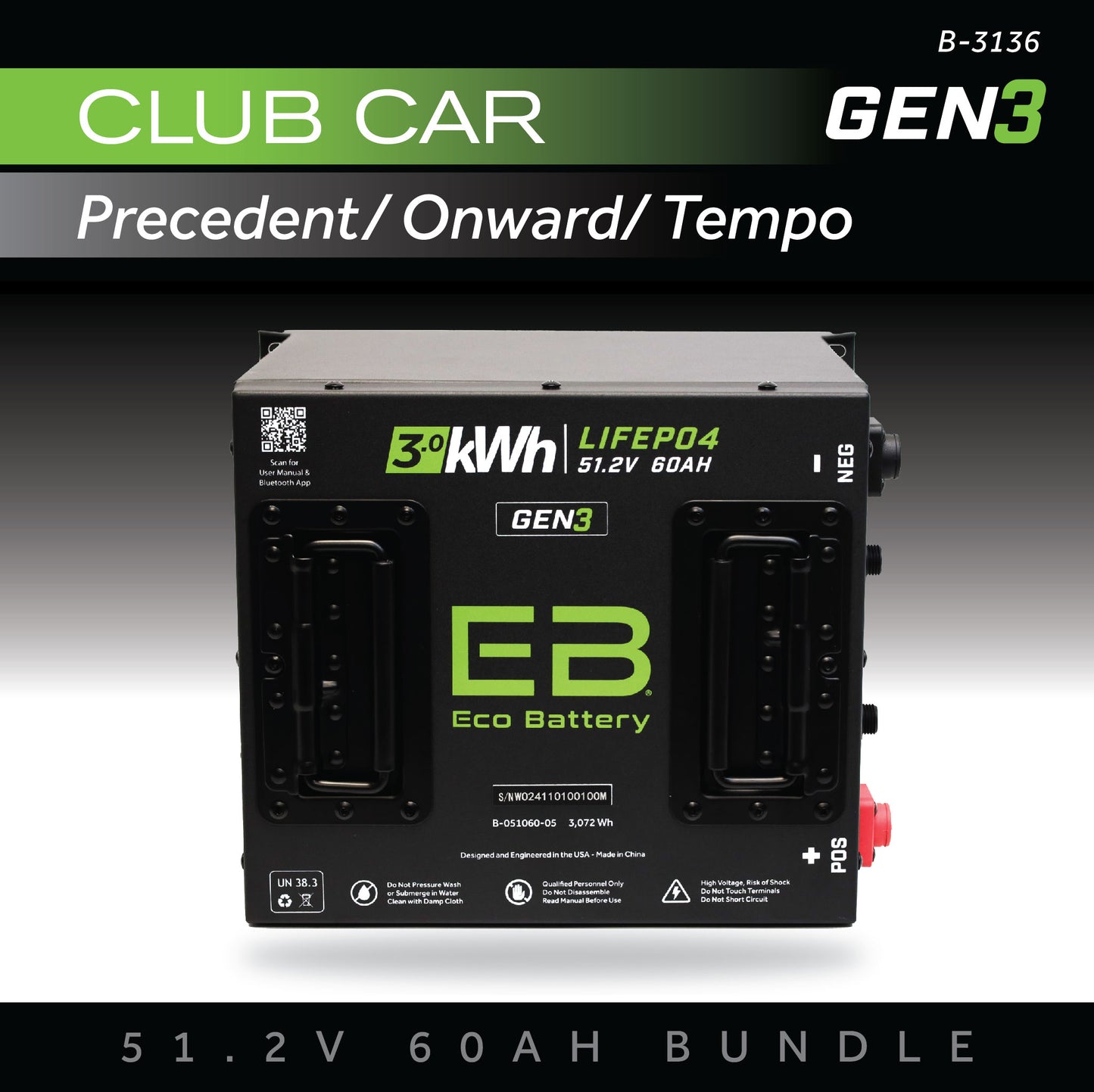 51V 60AH Battery Bundle / Club Car Precedent/Onward/Tempo