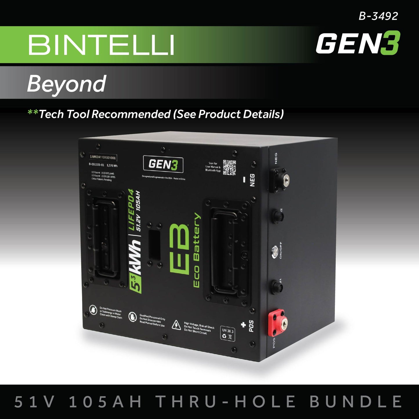 51V 105AH Thru-Hole Battery Bundle / Bintelli Beyond