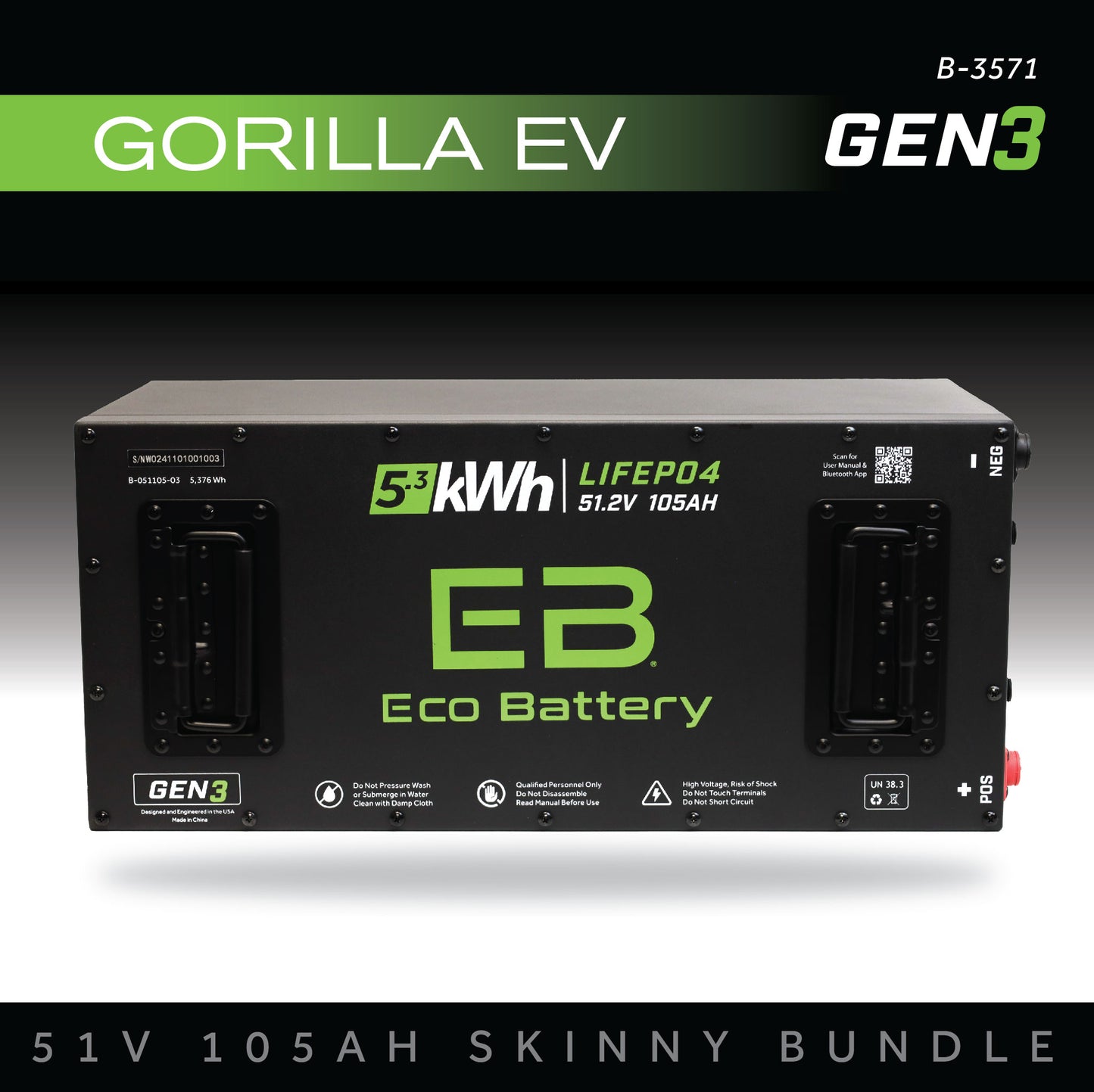 51V 105Ah Skinny Battery Bundle / Gorilla