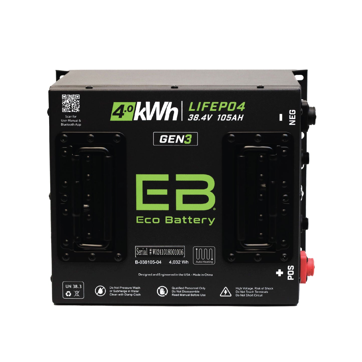 38V 105Ah Cube LiFePO4 Battery / Heated