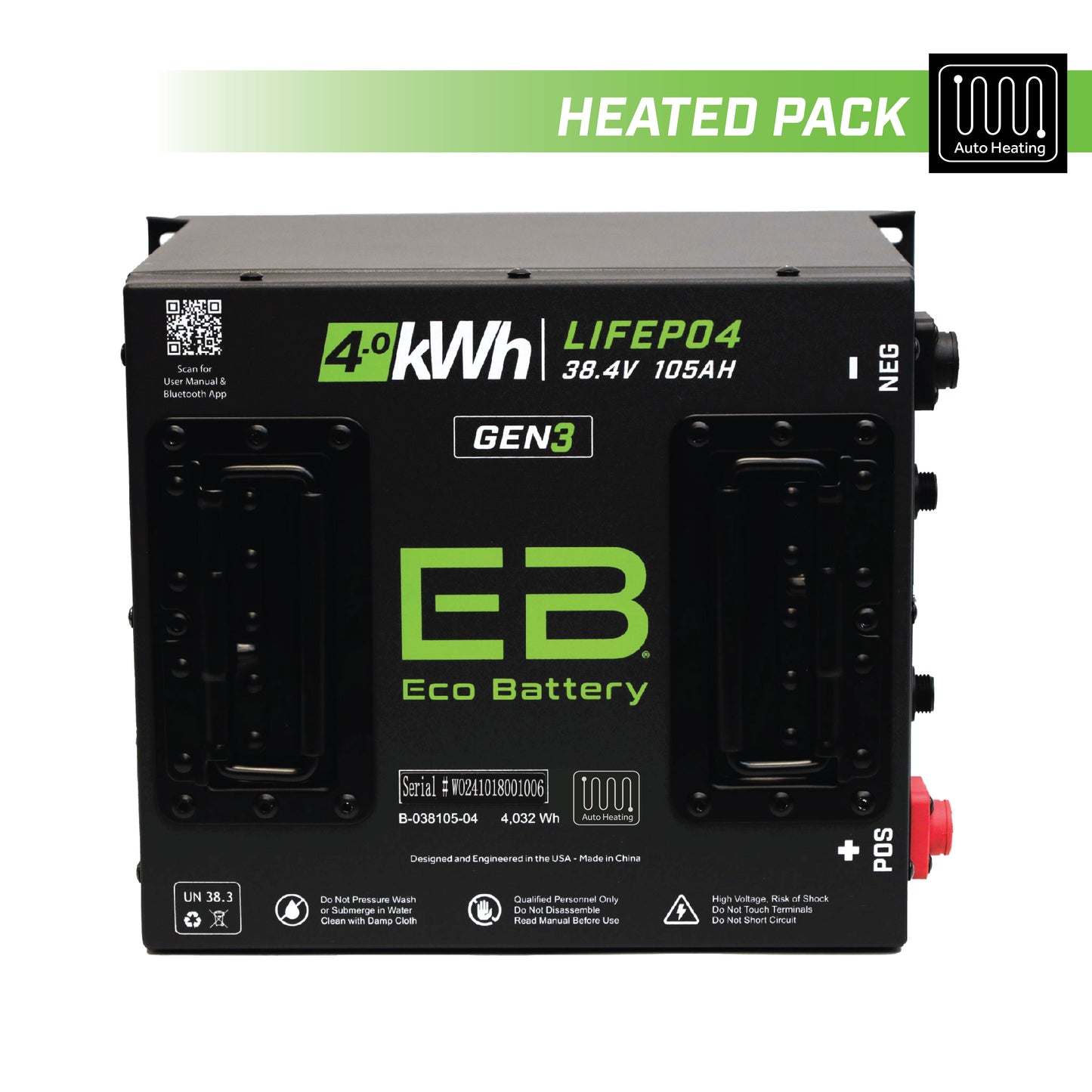 38V 105Ah Cube LiFePO4 Battery / Heated