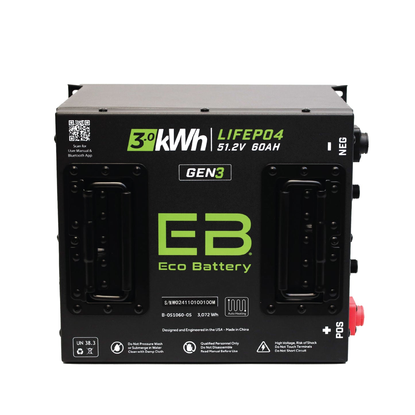 51V 60Ah Cube LiFePO4 Battery / Heated