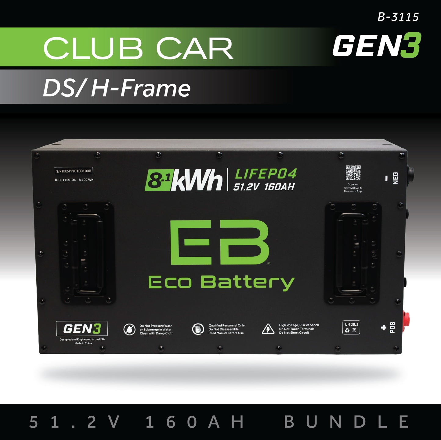 51V 160AH Battery Bundle / Club Car DS / H-Frame