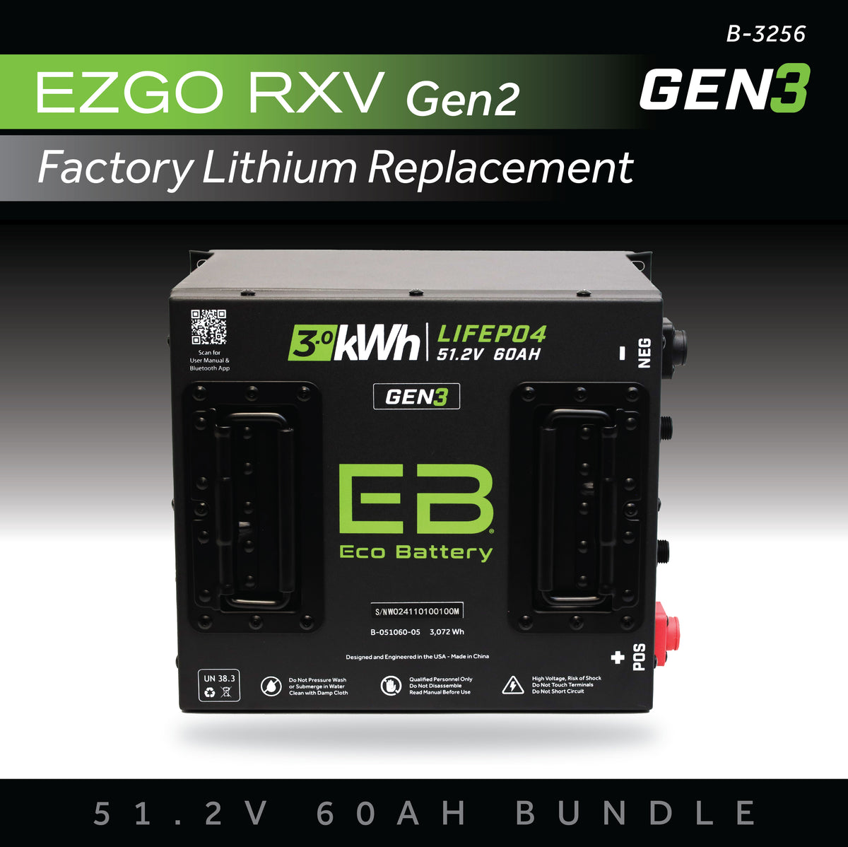 51V 60AH Battery Bundle / EZGO RXV Samsung Gen2