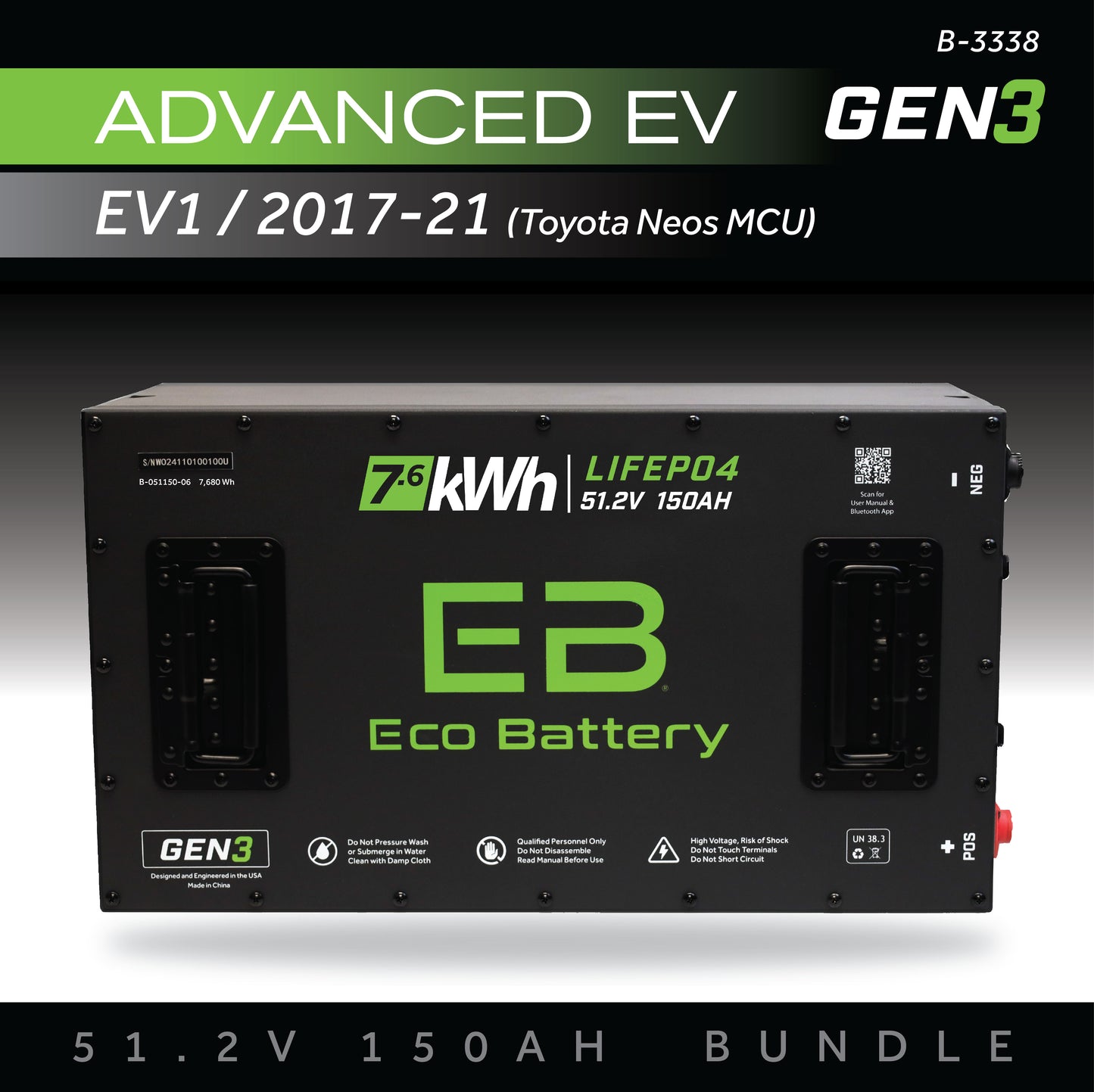 51V 150AH Battery Bundle / Advanced EV EV1 / 2017-21 (Toyota Neos MCU)