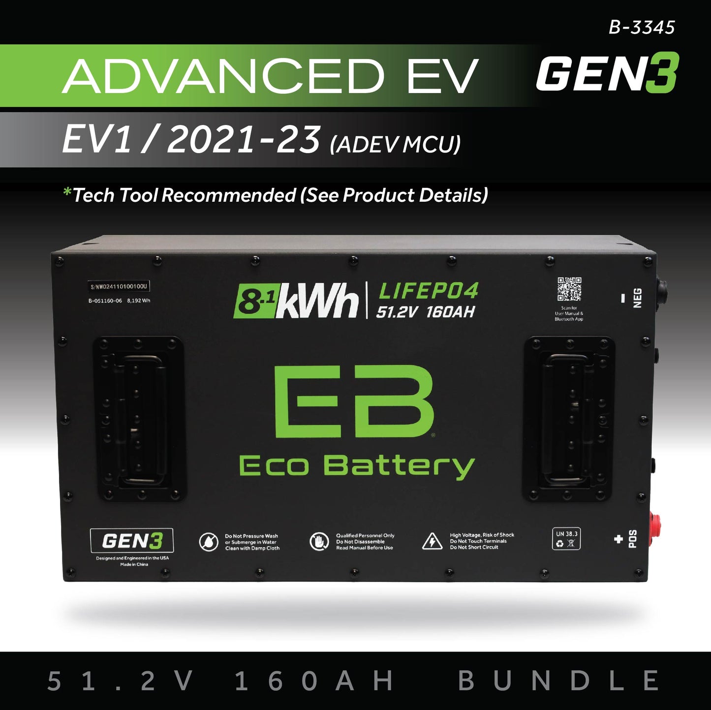 51V 160AH Battery Bundle / Advanced EV EV1 / 2021-23 (ADEV MCU)