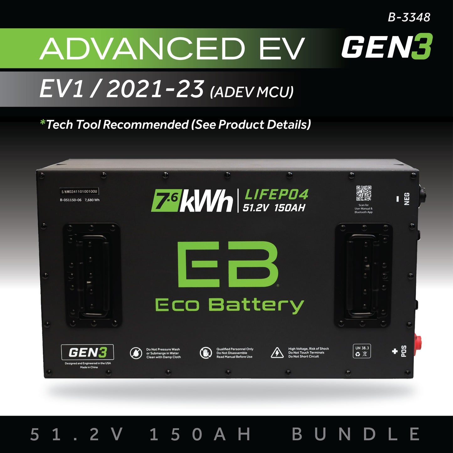 51V 150AH Battery Bundle / Advanced EV EV1 / 2021-23 (ADEV MCU)