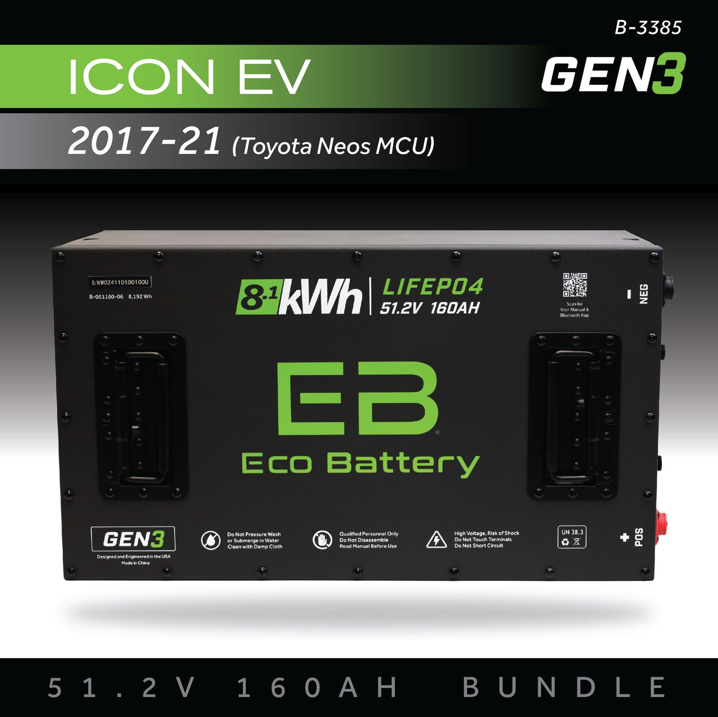 51V 160AH Battery Bundle / ICON EV / 2017-21 (Toyota Neos MCU)