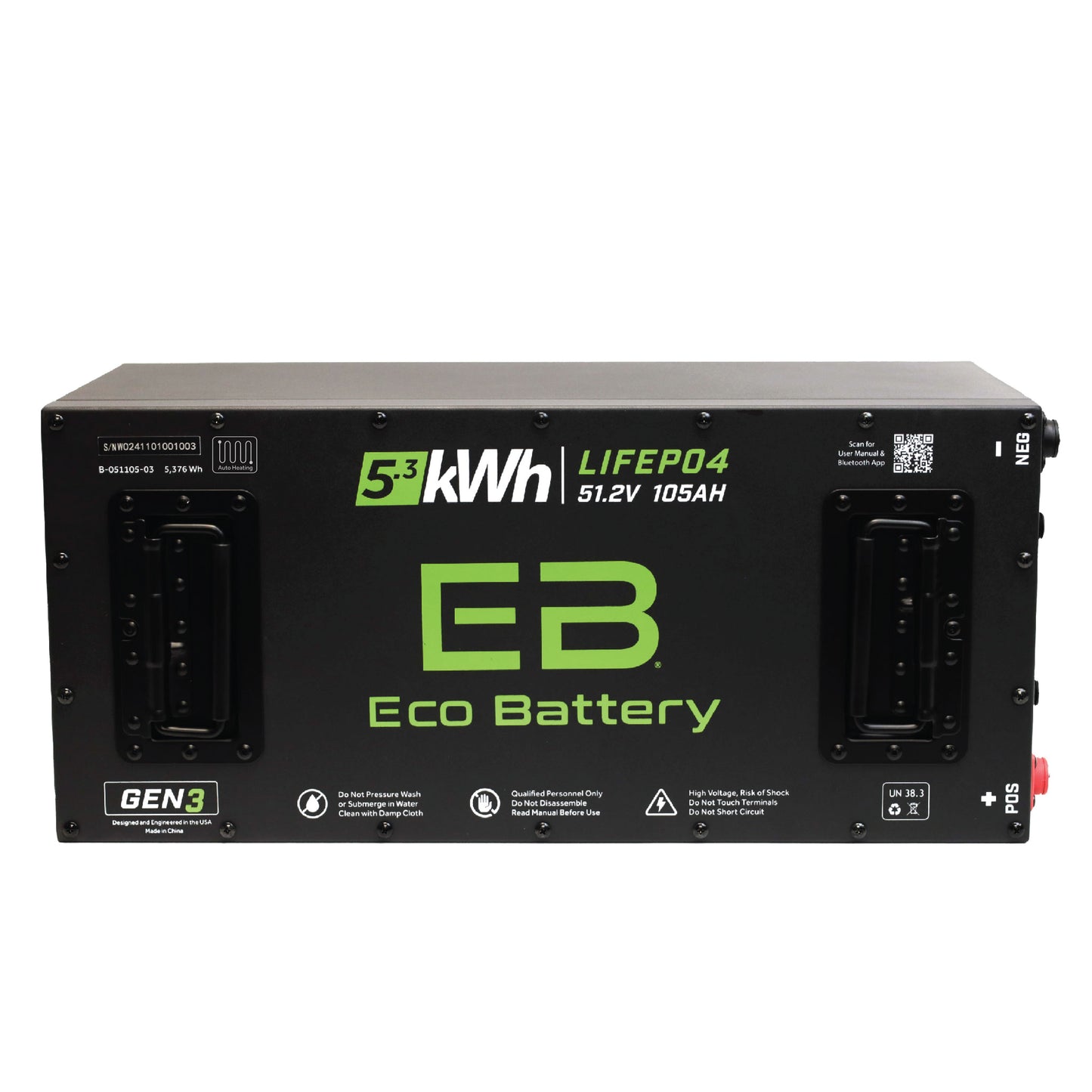 51V 105AH Skinny LiFePO4 Battery / Heated