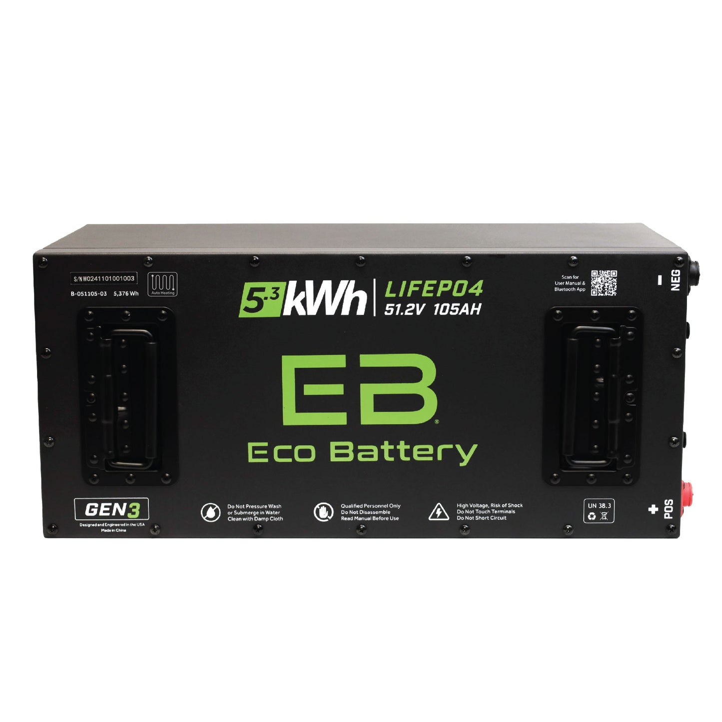 51V 105AH Skinny LiFePO4 Battery / Heated