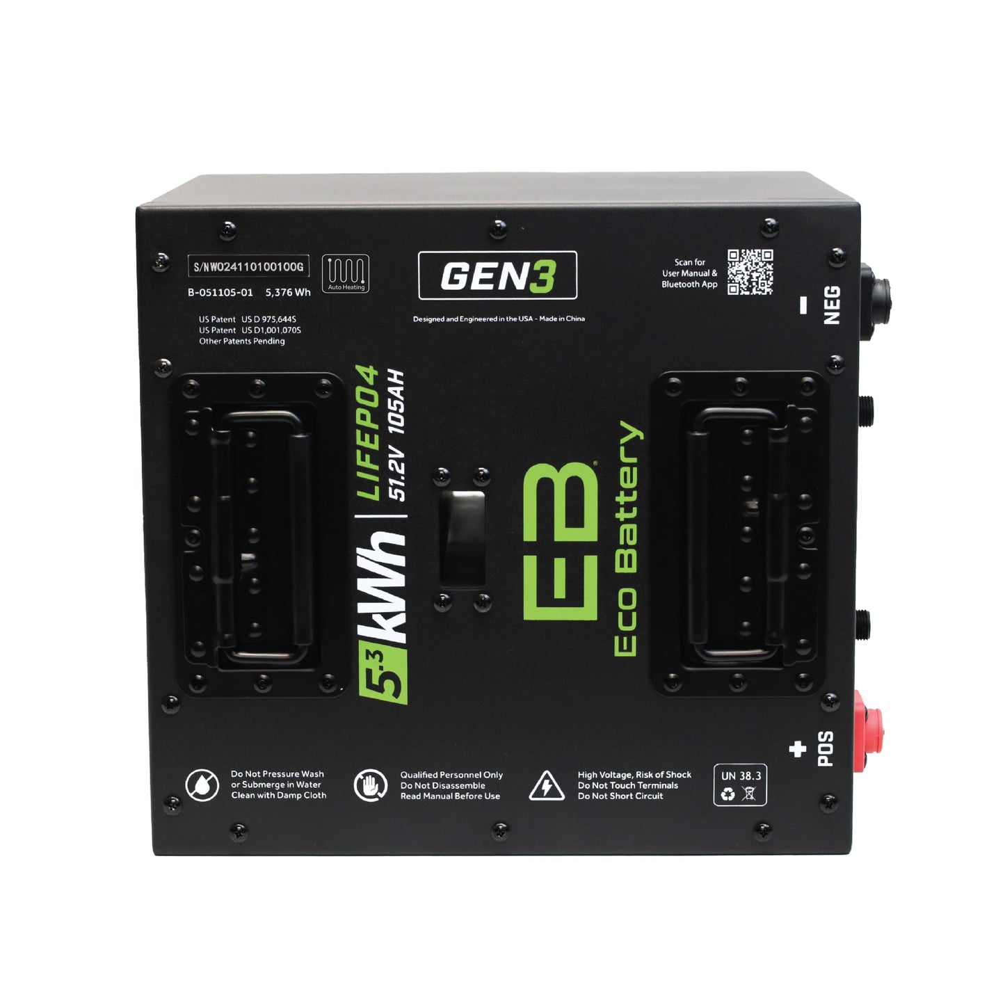 51V 105Ah Thru-Hole LiFePO4 Battery / Heated