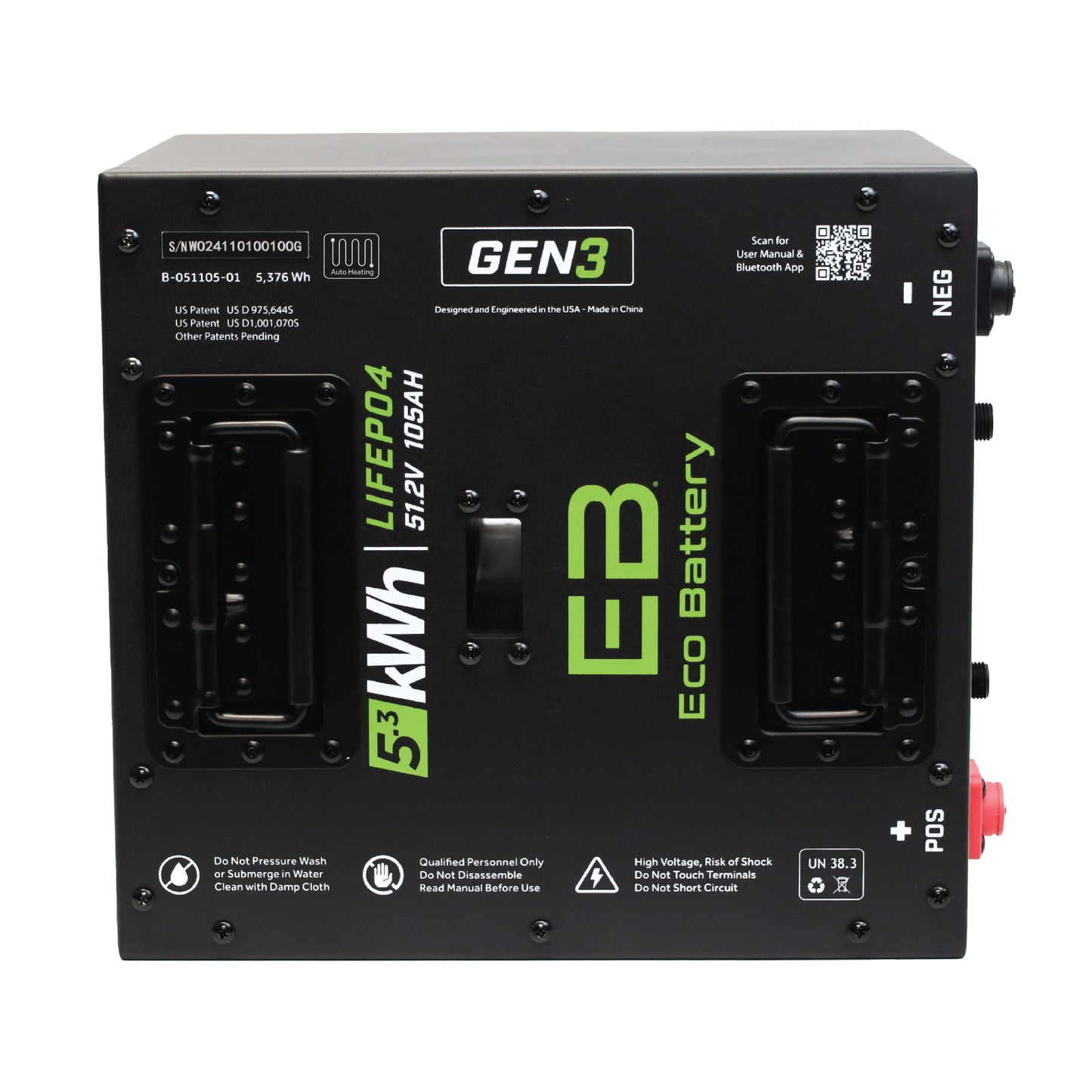 51V 105Ah Thru-Hole LiFePO4 Battery / Heated